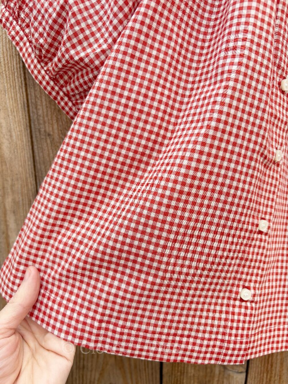 Industry Gingham Top Red Gingham June Puff Sleeve Size Small NWT - Picture 9 of 17